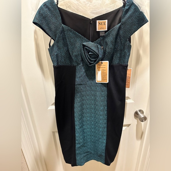 NUE by Shani $290 Women's Teal and Black pencil Dress - Picture 2 of 8